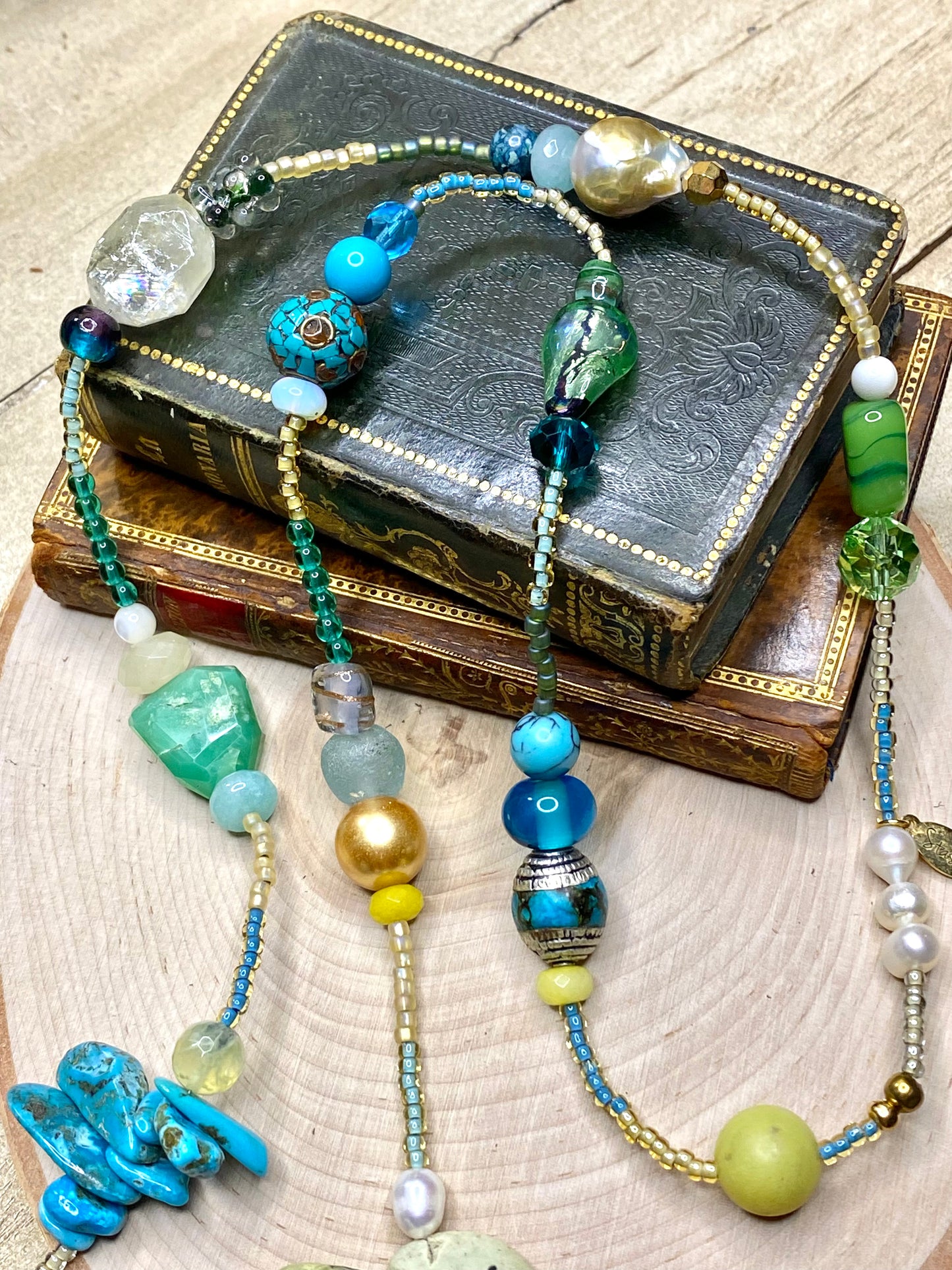 Mosaic “Cara” Necklace with Jade Pendant