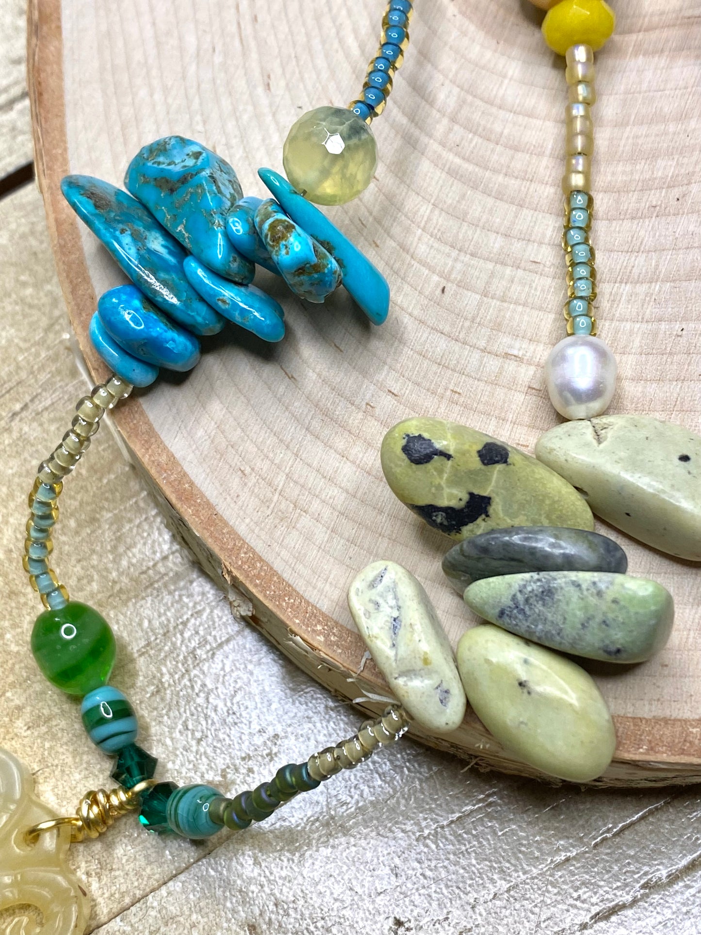 Mosaic “Cara” Necklace with Jade Pendant