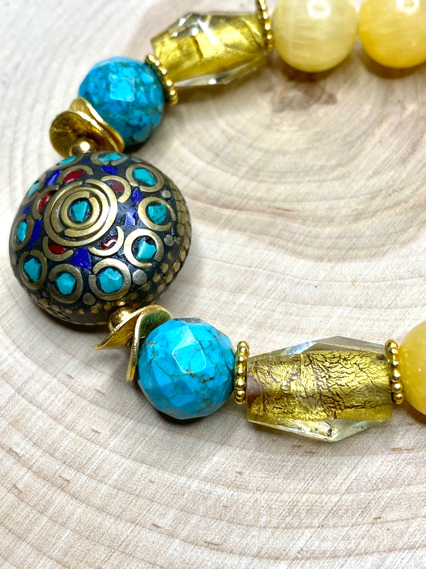 Citrine, Venetian glass, Tibet Bracelet