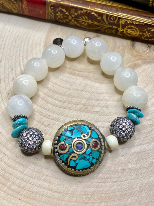 Tibet turquoise and jade bracelet