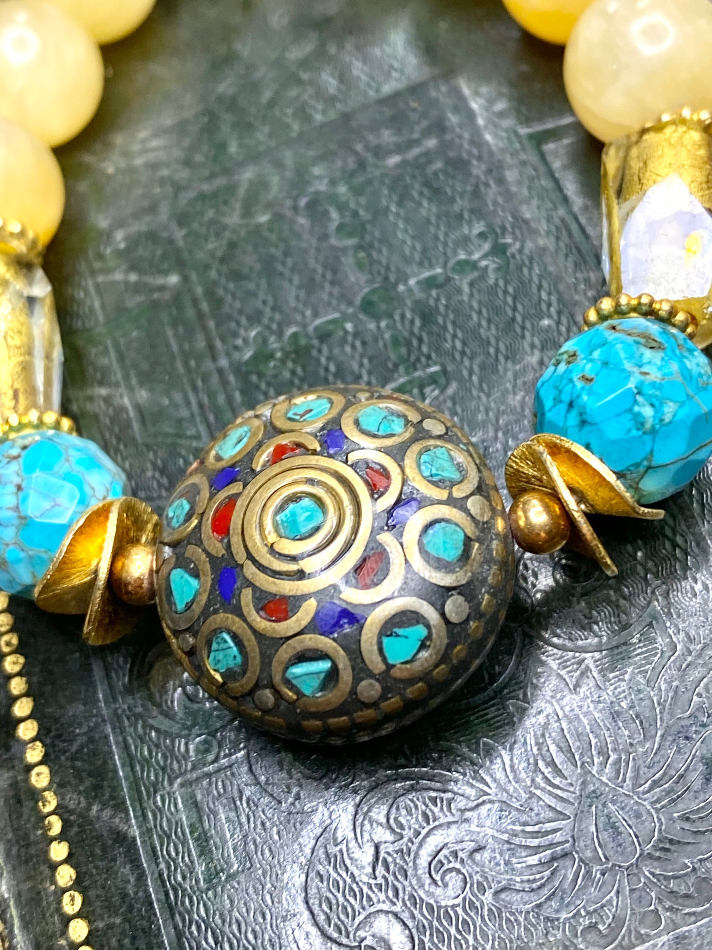 Citrine, Venetian glass, Tibet Bracelet