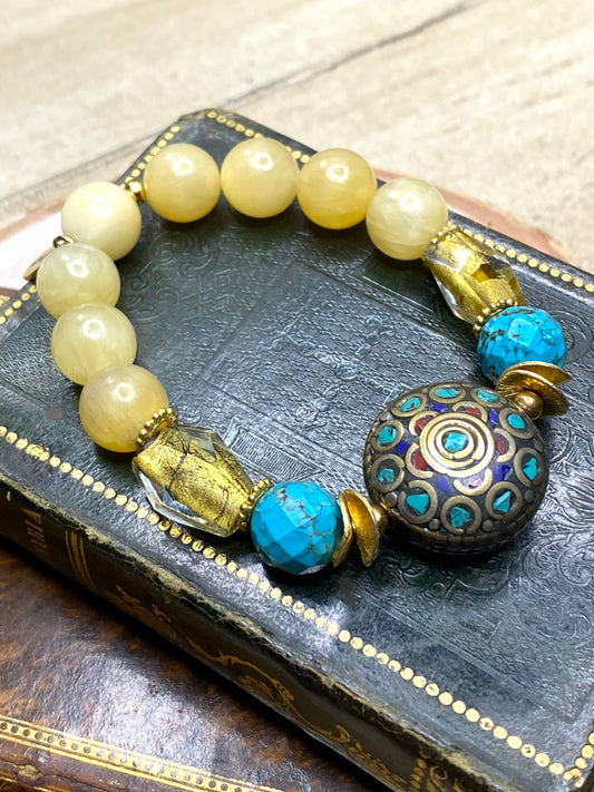 Citrine, Venetian glass, Tibet Bracelet