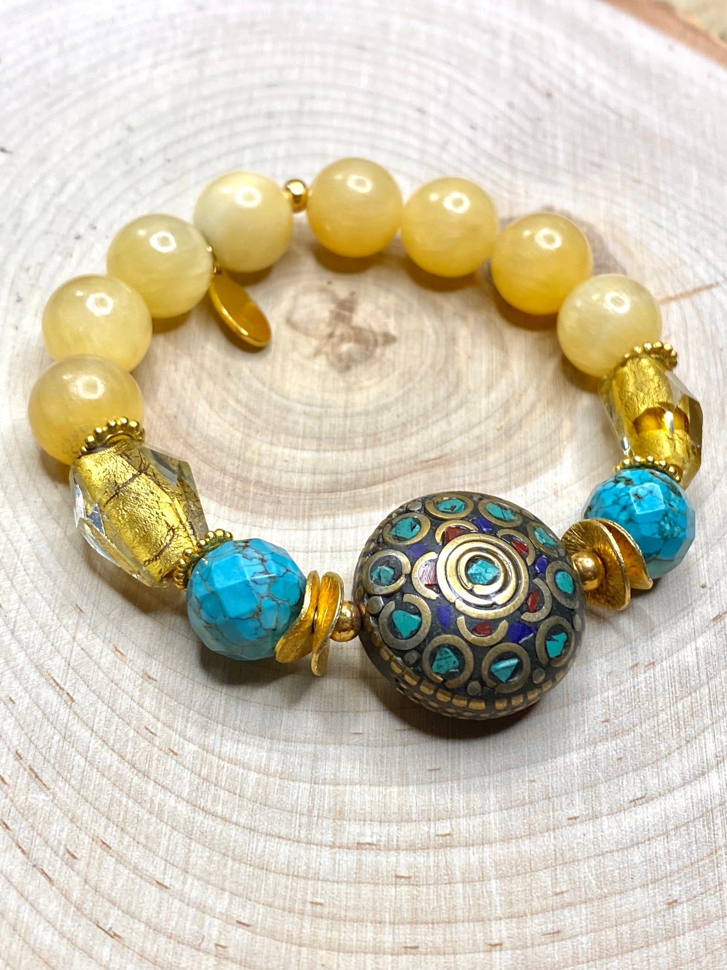 Citrine, Venetian glass, Tibet Bracelet
