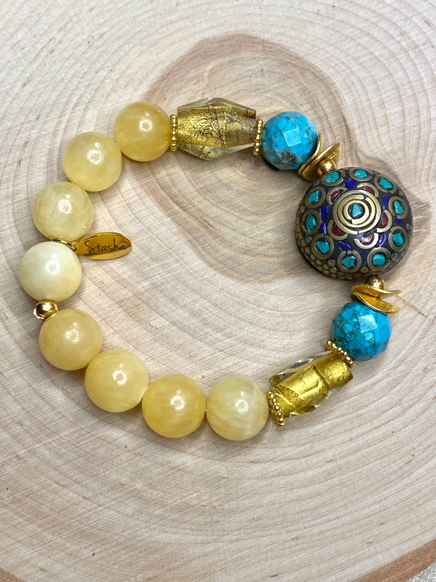 Citrine, Venetian glass, Tibet Bracelet